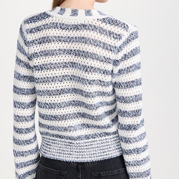 Veronica Beard Artura Cardigan Button Front Striped Blue White Size Small - $398 - Picture 9 of 16